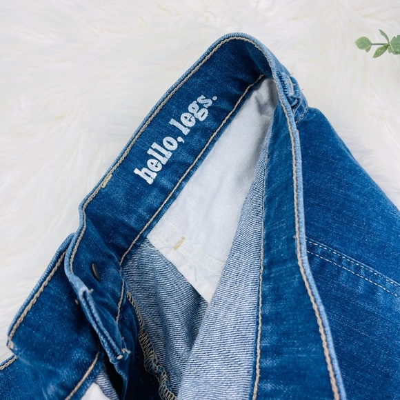 Wild fox Hello Legs Blue Distressed Raw Hem Denim Short Jeans Shorts - Picture 6 of 7